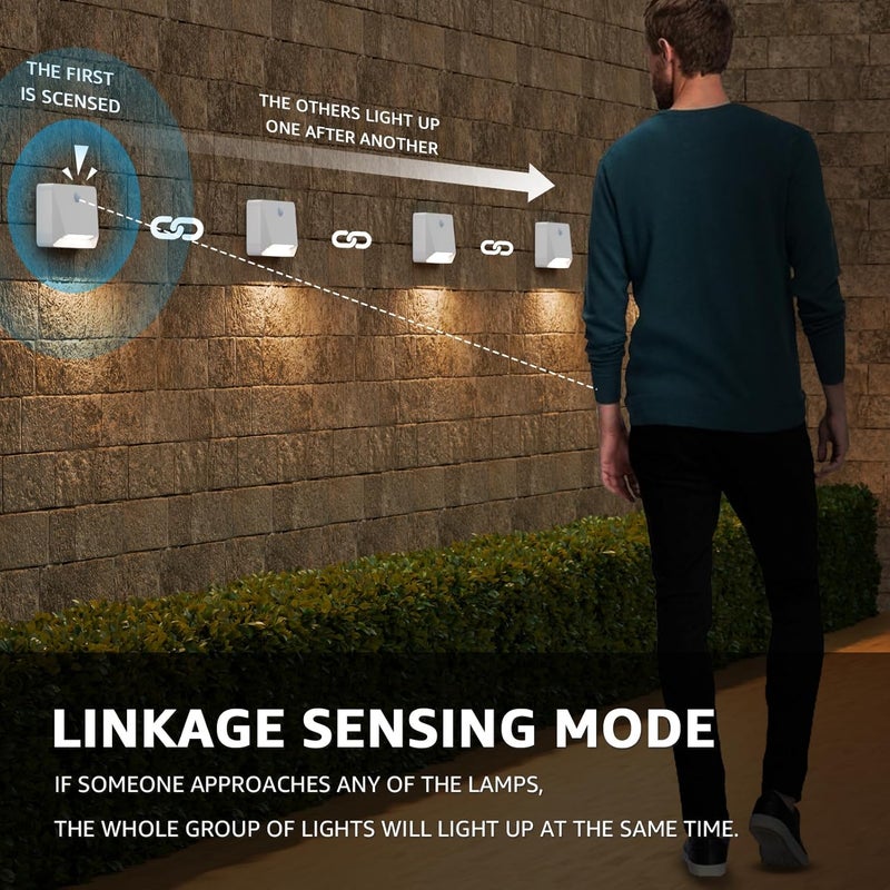 UUFFOO Rechargeable Motion Sensor Wall Light, Magnetic Linkage Multi-Sensor Stair Lights with 3 Brightness Levels, Wireless Battery Operated Indoor Wall Lamp for Closet Bedroom Hallway(White) - Image 4